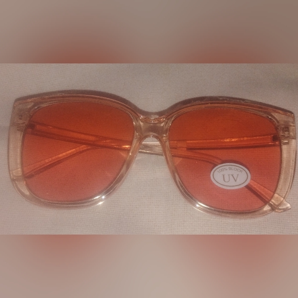 Transparent Frame Sunglasses with Orange Lenses